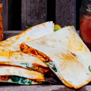 Hot Mexicana and spinach quesadillas